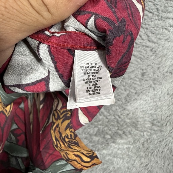 Bonobos Hawaiian Shirt Mens S Red Short‎ Sleeve Regular Fit Floral Print - Picture 4 of 7